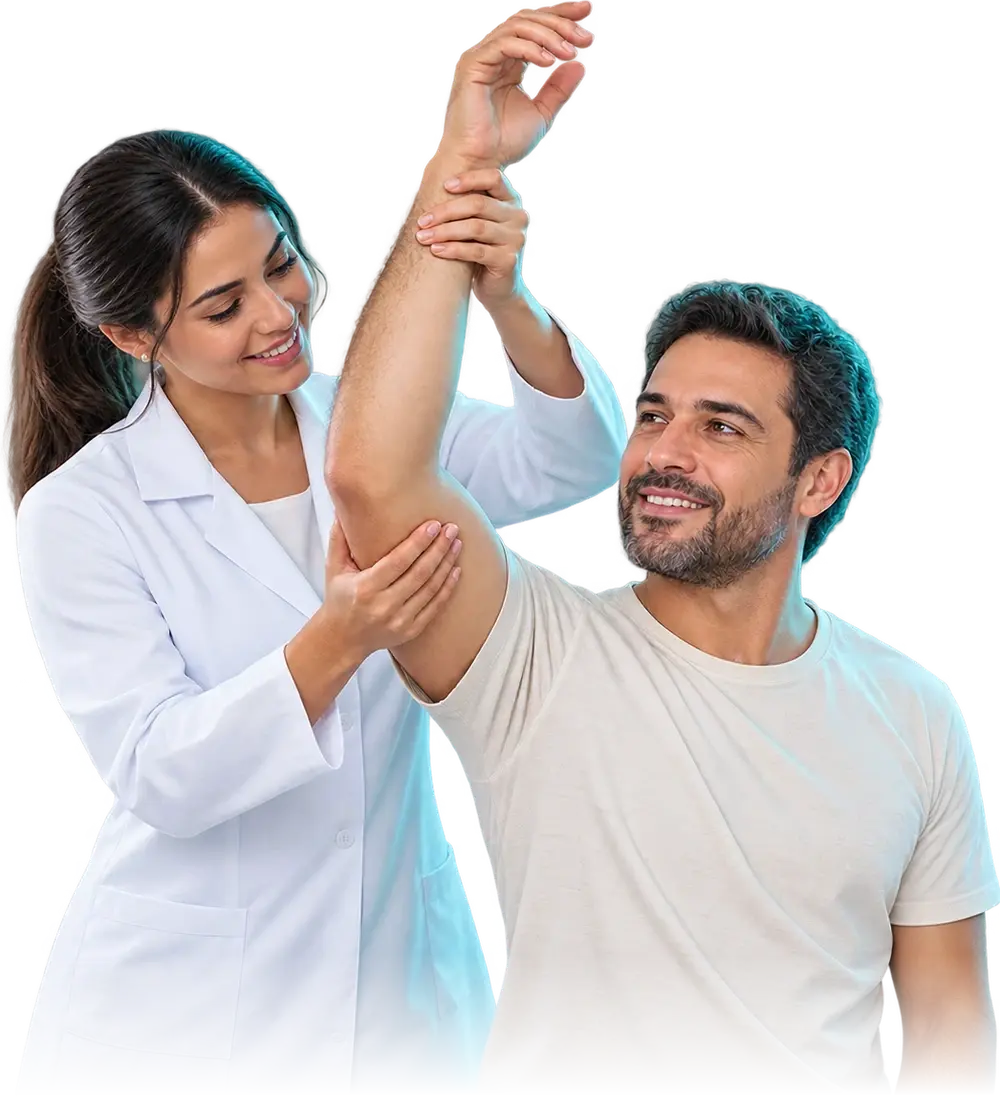 Cena ilustrativa gerada por IA representando a categoria fisioterapia.